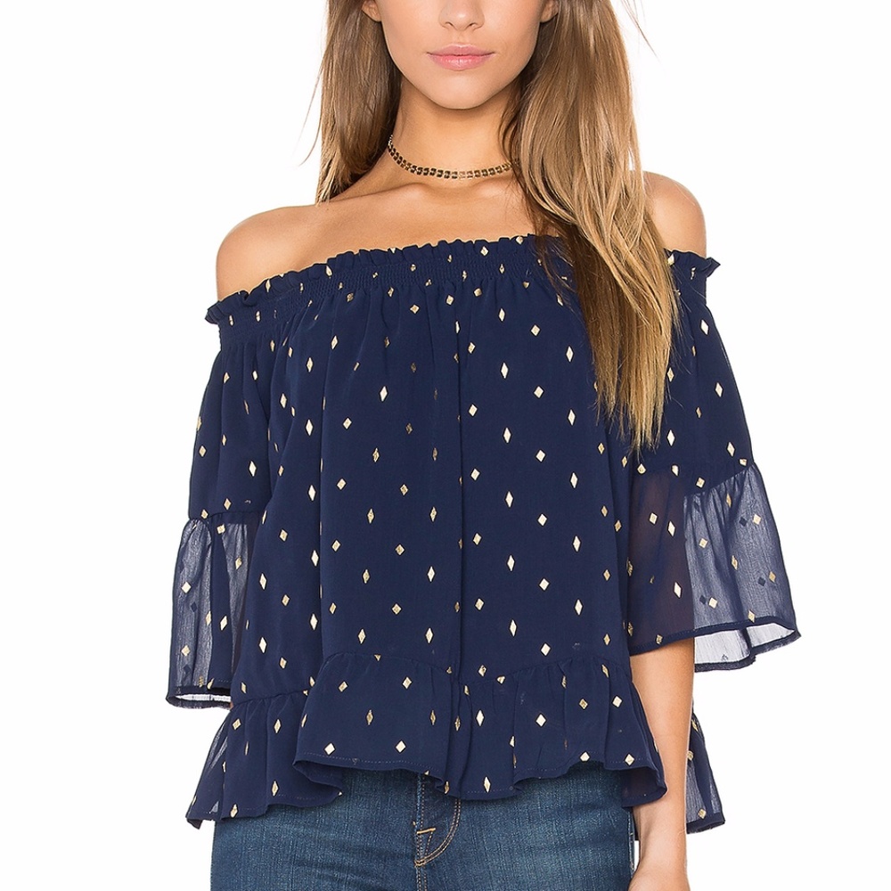 Bardot off the shoulder ruffle top